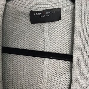 Romeo & Juliet Couture. Woman’s  Cardigan Long. Grey & Dark Grey on Sleeves. NBT
